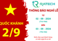 Thông báo nghỉ lễ Quốc Khánh 02-09-2024